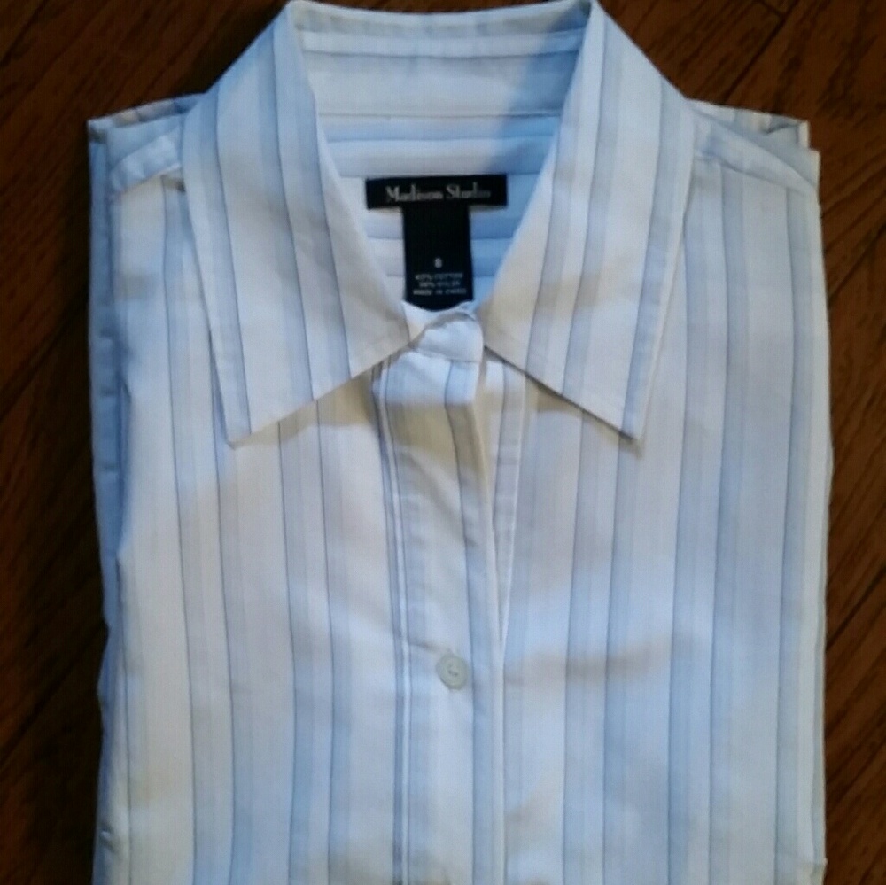 Women's Striped Button Front Dress Blouse Top
